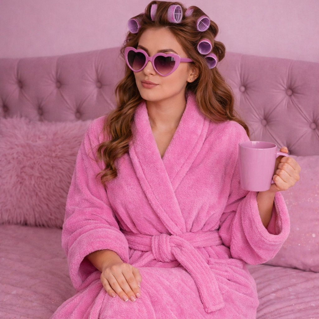 روب إستحمام -وردي